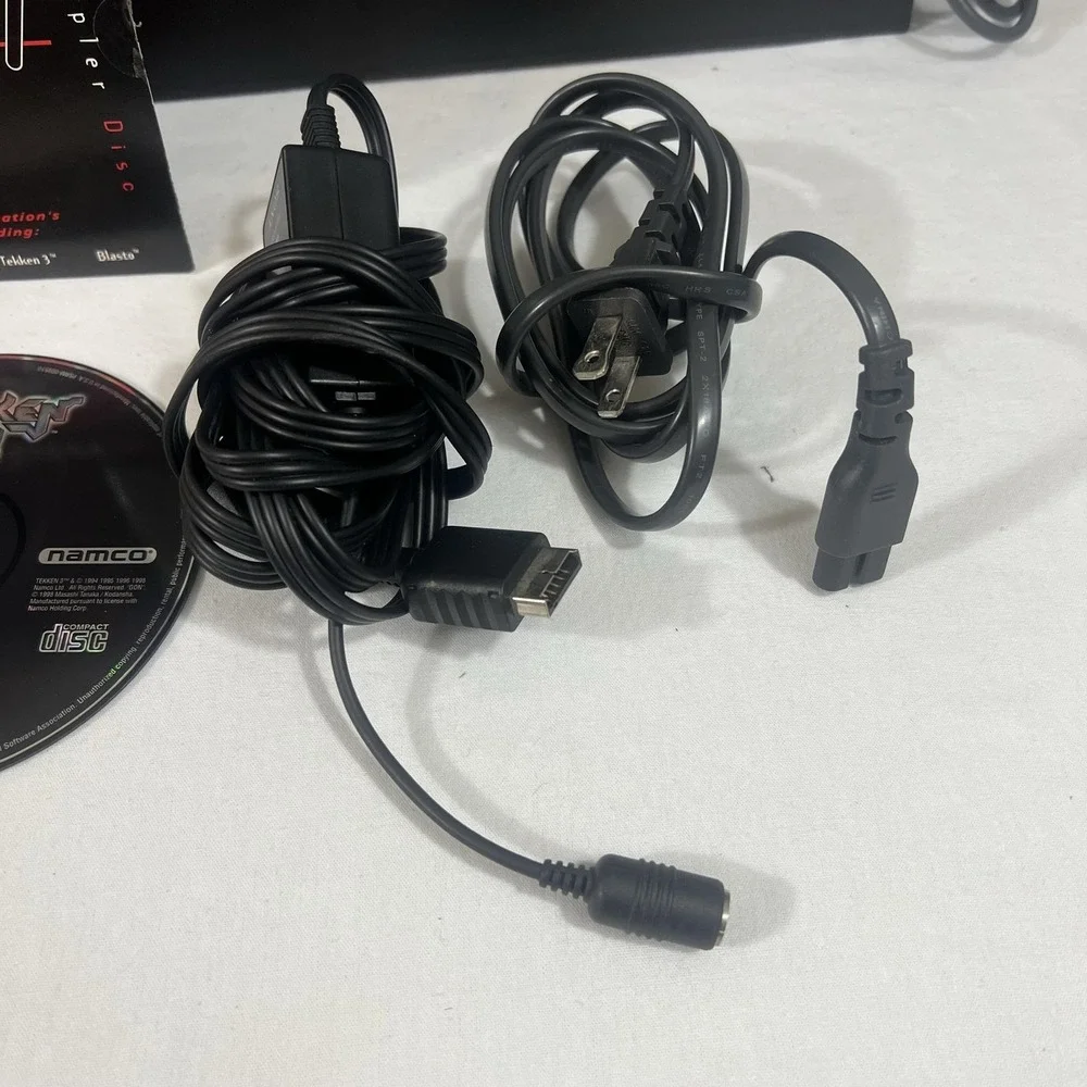 Sony PlayStation 1 SCPH-5501 Console Mad Catz Wheel Pedals PS1 7 Disc Lot